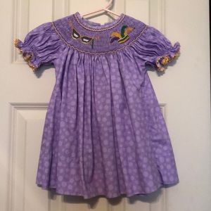 Mardi Gras smocked dress